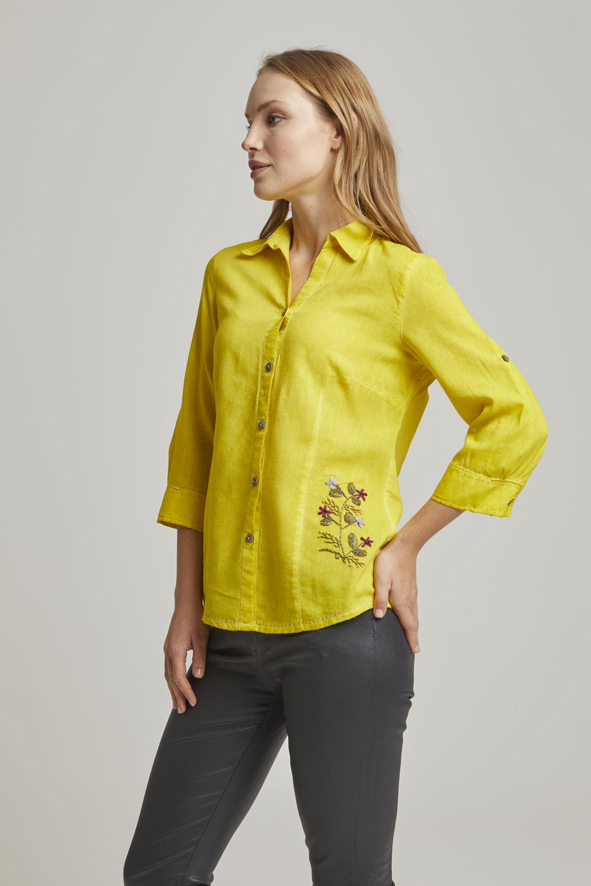 Yeşil Şile Bezi Truvakar Kol Gömlek | Gerçek Deri Gerçek Moda | Deriderim