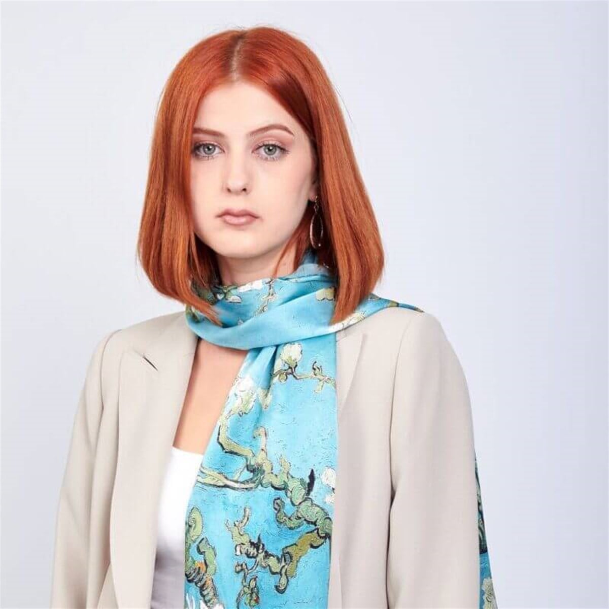 VAN GOGH ALMOND BLOSSOMS DESENLİ FULAR