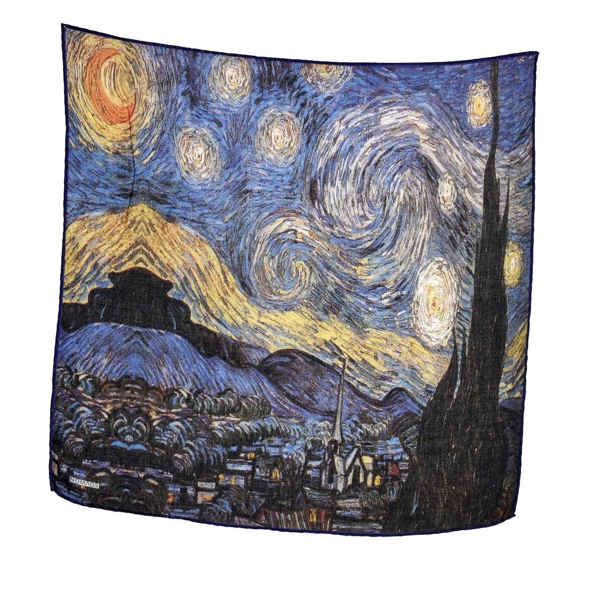 Van Gogh Starry Night Desenli Renkli Çok Fonksiyonlu Renkli Kare 45x45 Bandana