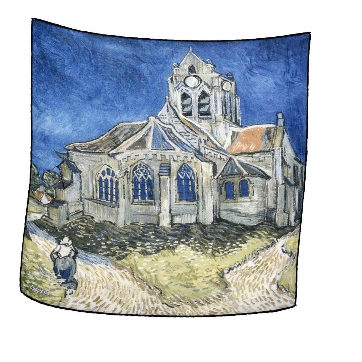 Van Gogh The Church At Auvers Desenli Renkli Çok Fonksiyonlu Renkli Kare 45x45 Bandana