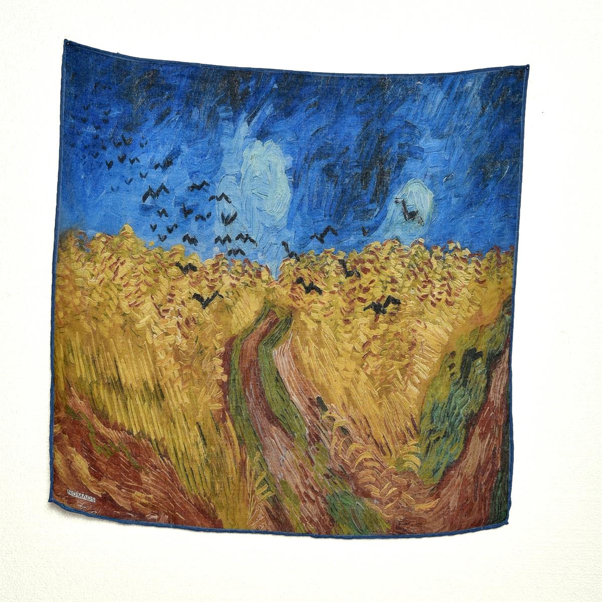 Van Gogh Wheatfield With Crows Desenli Renkli Çok Fonksiyonlu Renkli Kare 45x45 Bandana