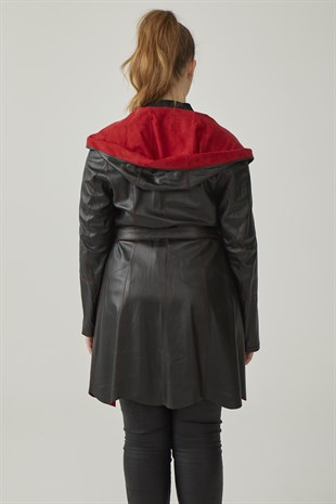 Hugo Kapüşonlu Kadın Süet Ceket