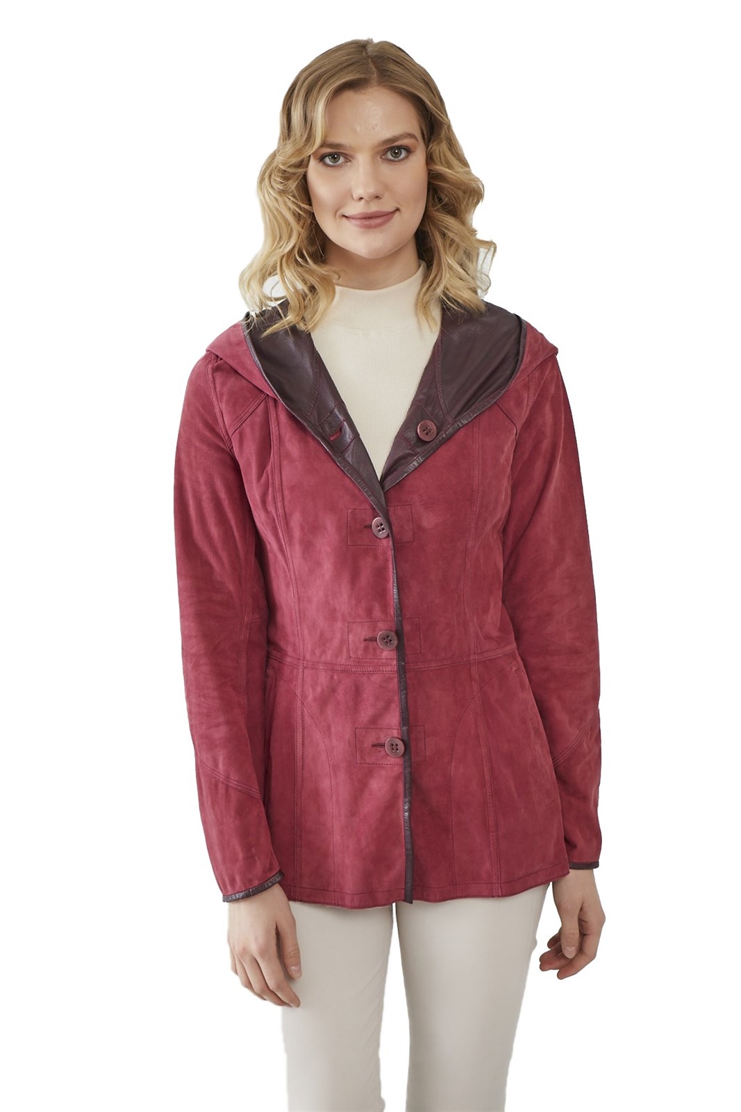 Jena Claret Red Women s Double Sided Suede Jacket