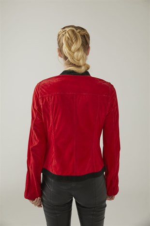 Kırmızı Meltem Kadın Süet Ceket