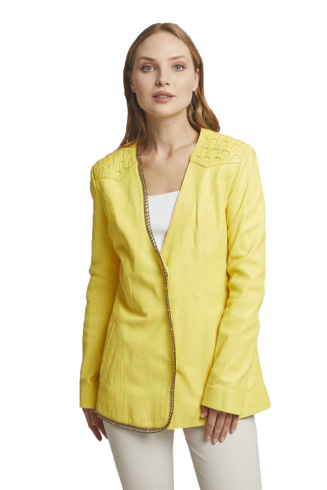 Sarı Avril Kadın Deri Ceket