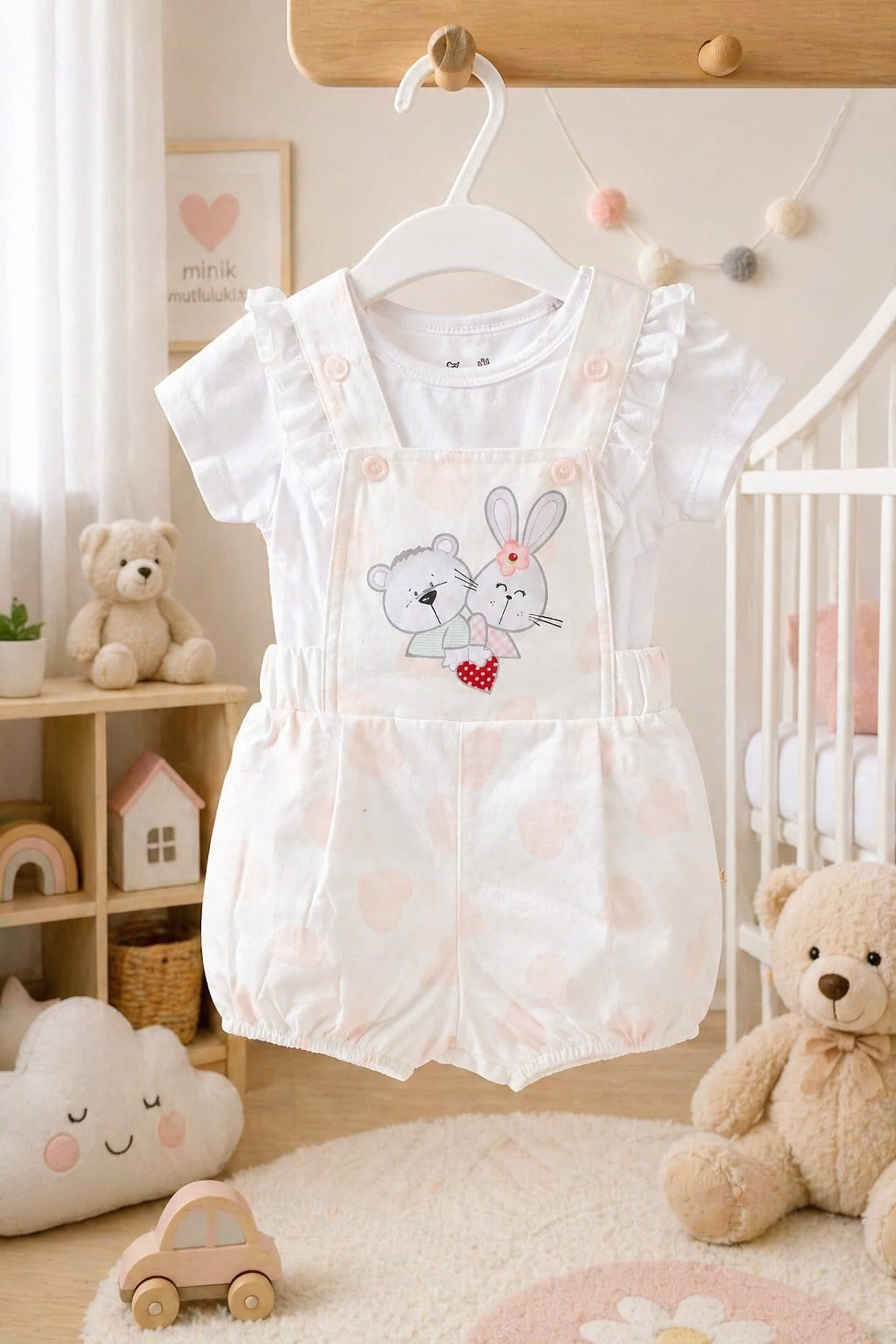 2 PARÇALI SEVİMLİ HAYVANLAR KIZ BEBEK SALOPET KIZ BEBEK TAKIM