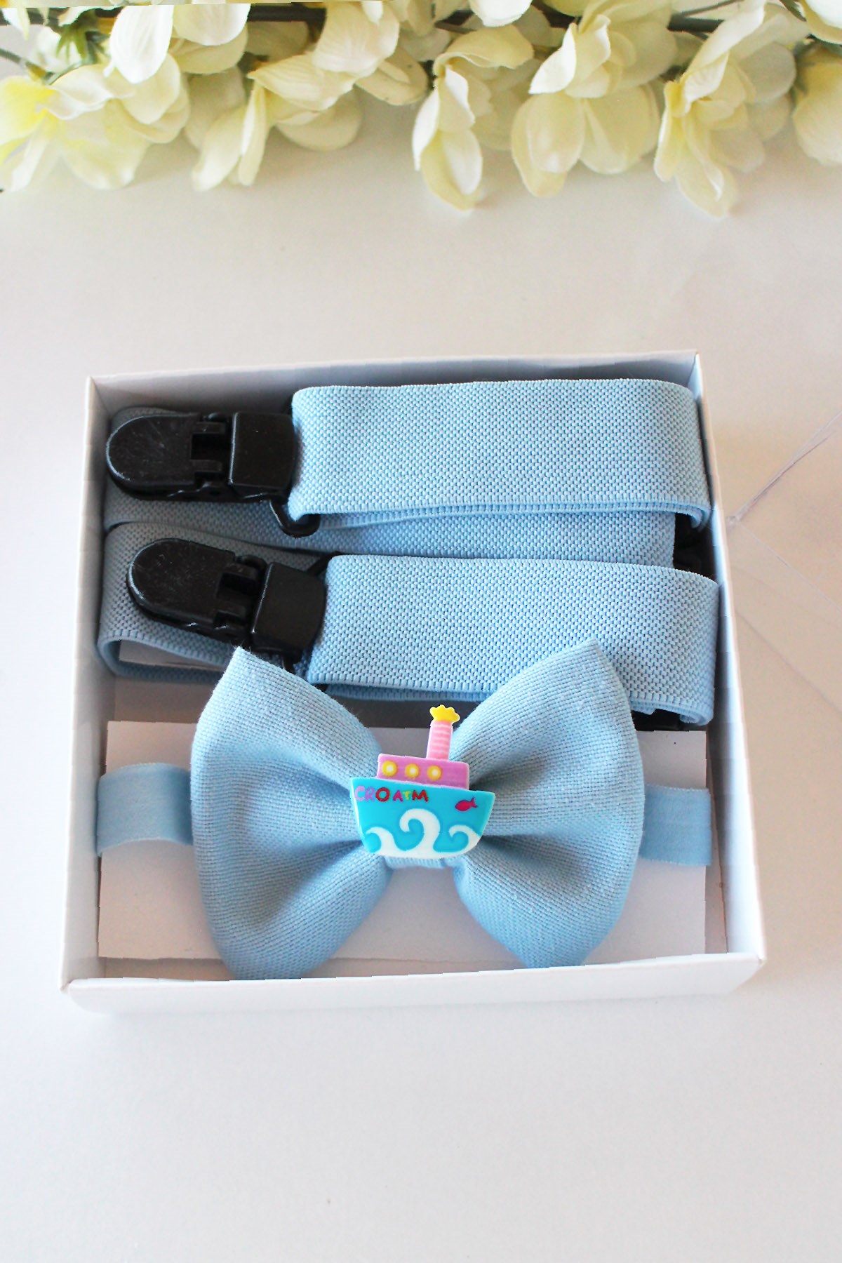 AÇIK MAVİ  GEMİ FİGÜRLÜ PAPYON SET 