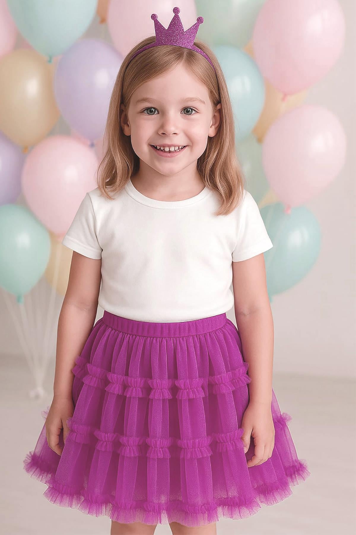 FUŞYA RENKLİ KABARIK  TÜTÜ ETEK