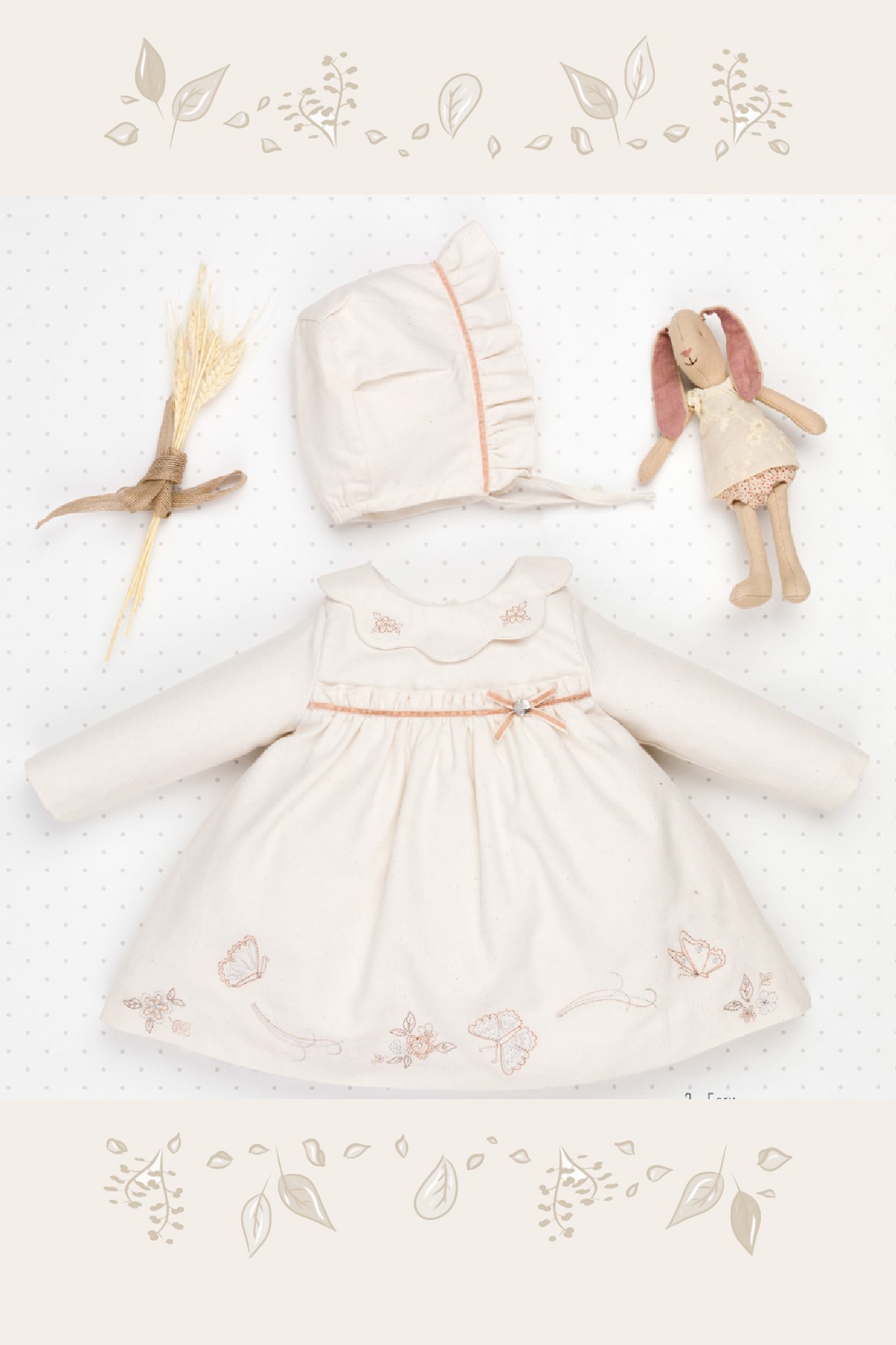 2 PARÇALI VE İŞLEMELİ BEBEK ELBİSESİ