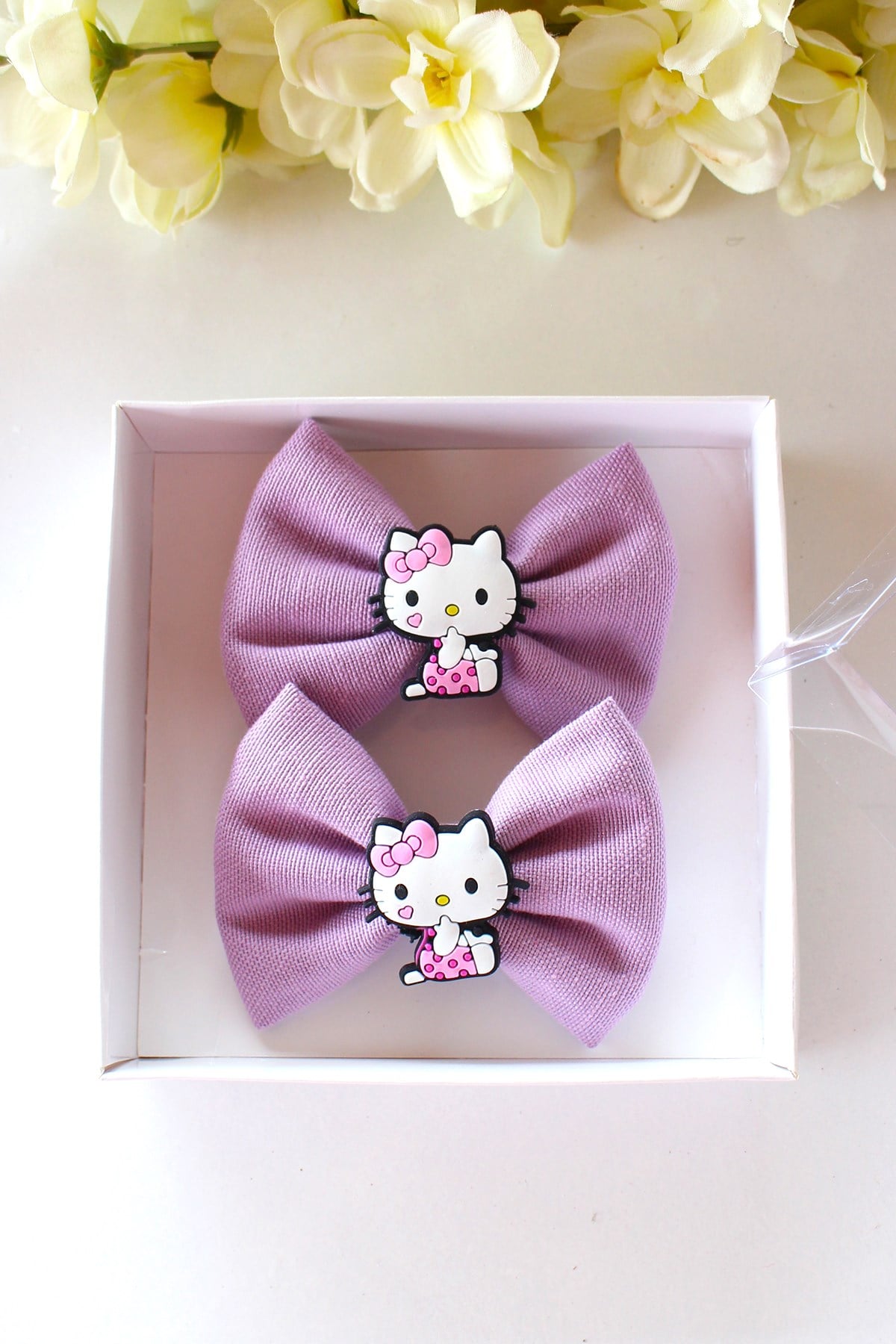 2'li Mor Hello Kitty Figürlü Toka