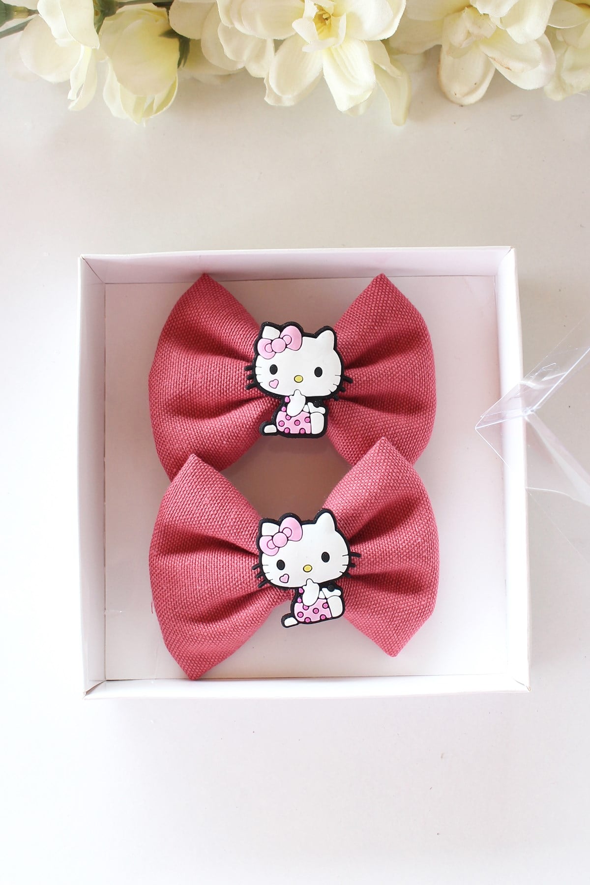 2'li Mürdüm Rengi Hello Kitty Figürlü  Toka
