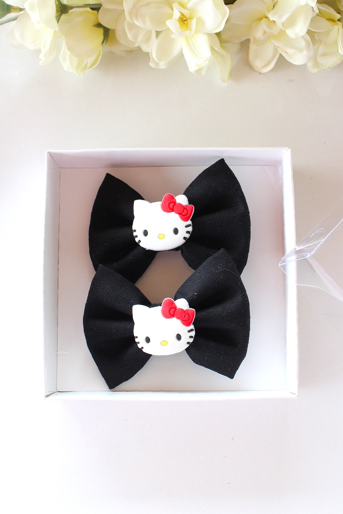 2'li Siyah Hello Kitty Figürlü Toka