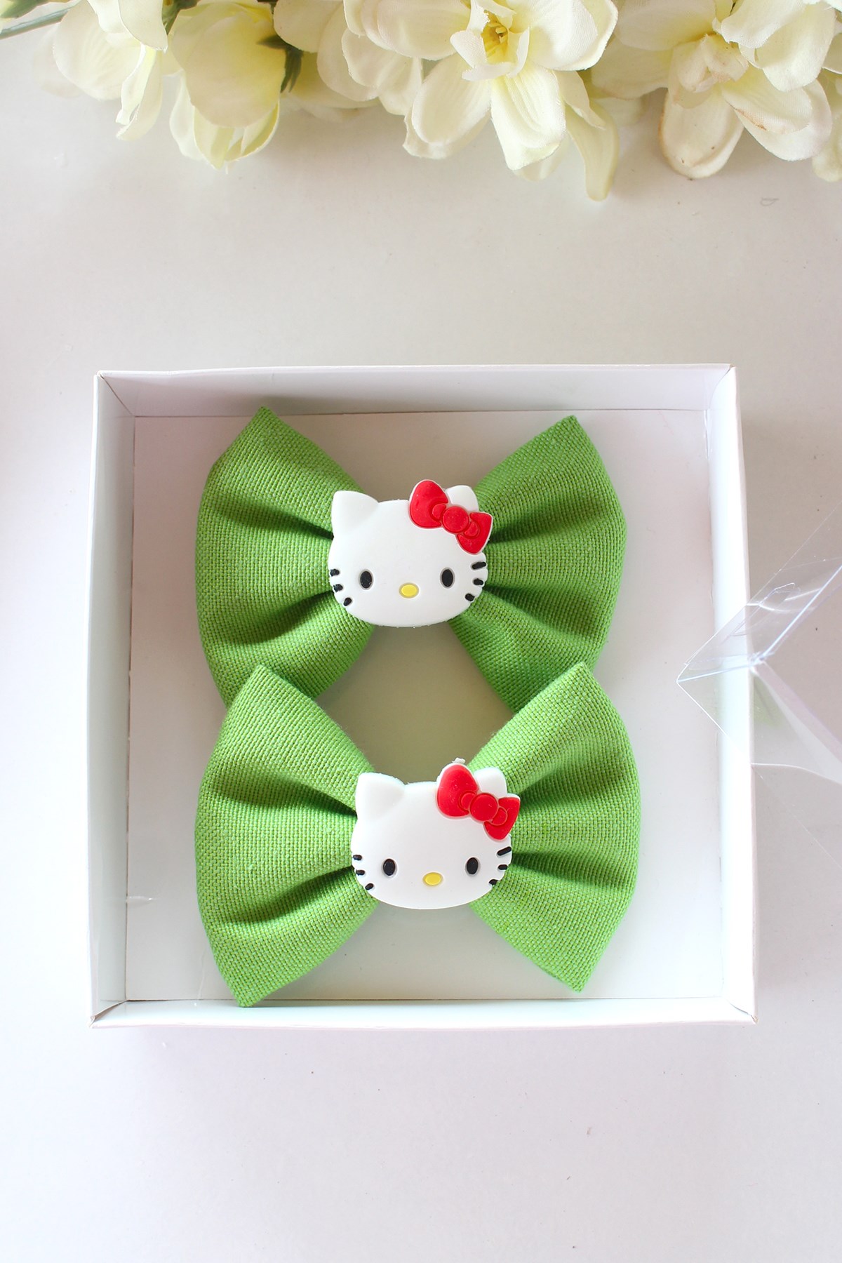 2'li Yeşil  Hello Kitty Figürlü Toka