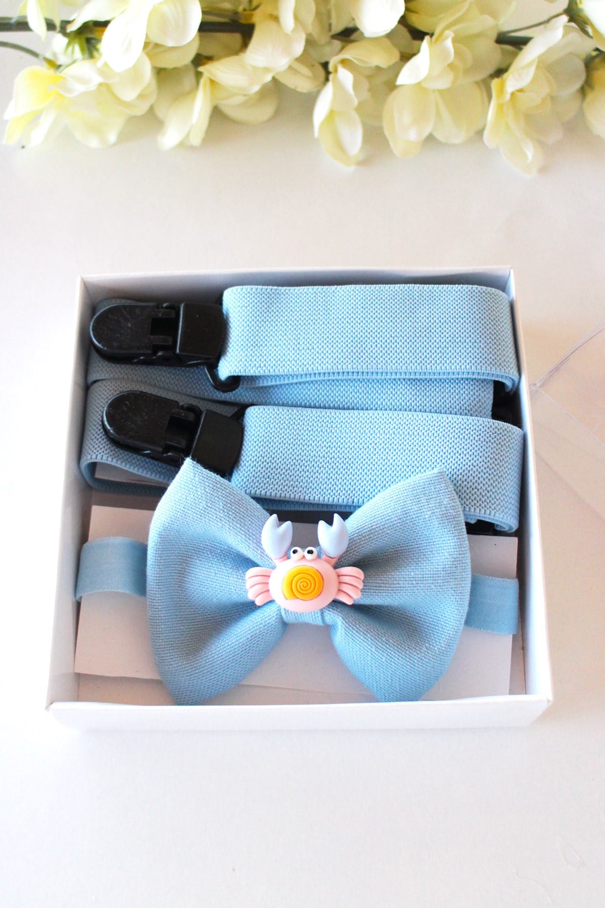 AÇIK MAVİ  YENGEÇ FİGÜRLÜ PAPYON SET 