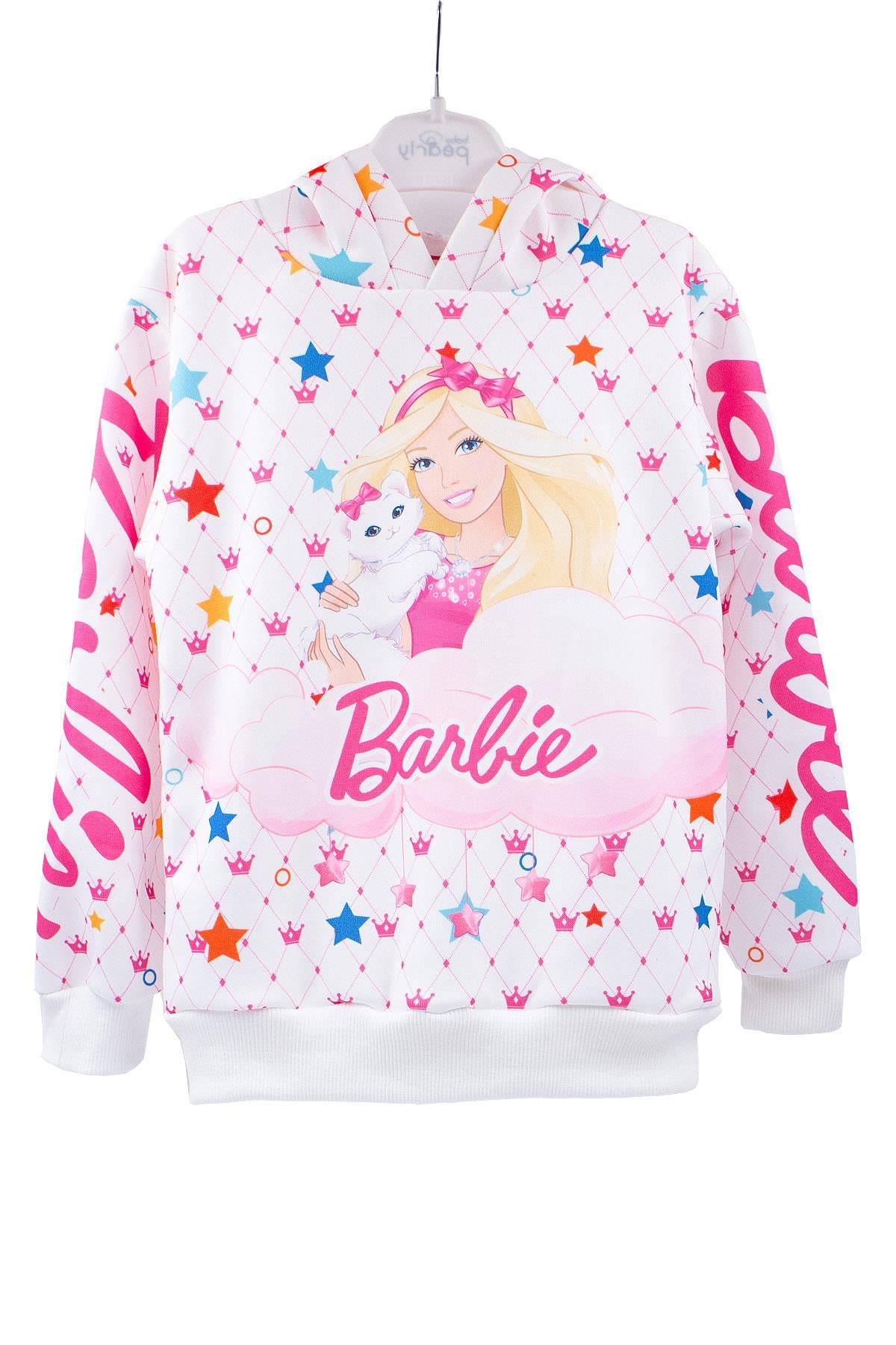 KAPÜŞONLU BARBİE  DESENLİ KIZ ÇOCUK SWEATSHIRT