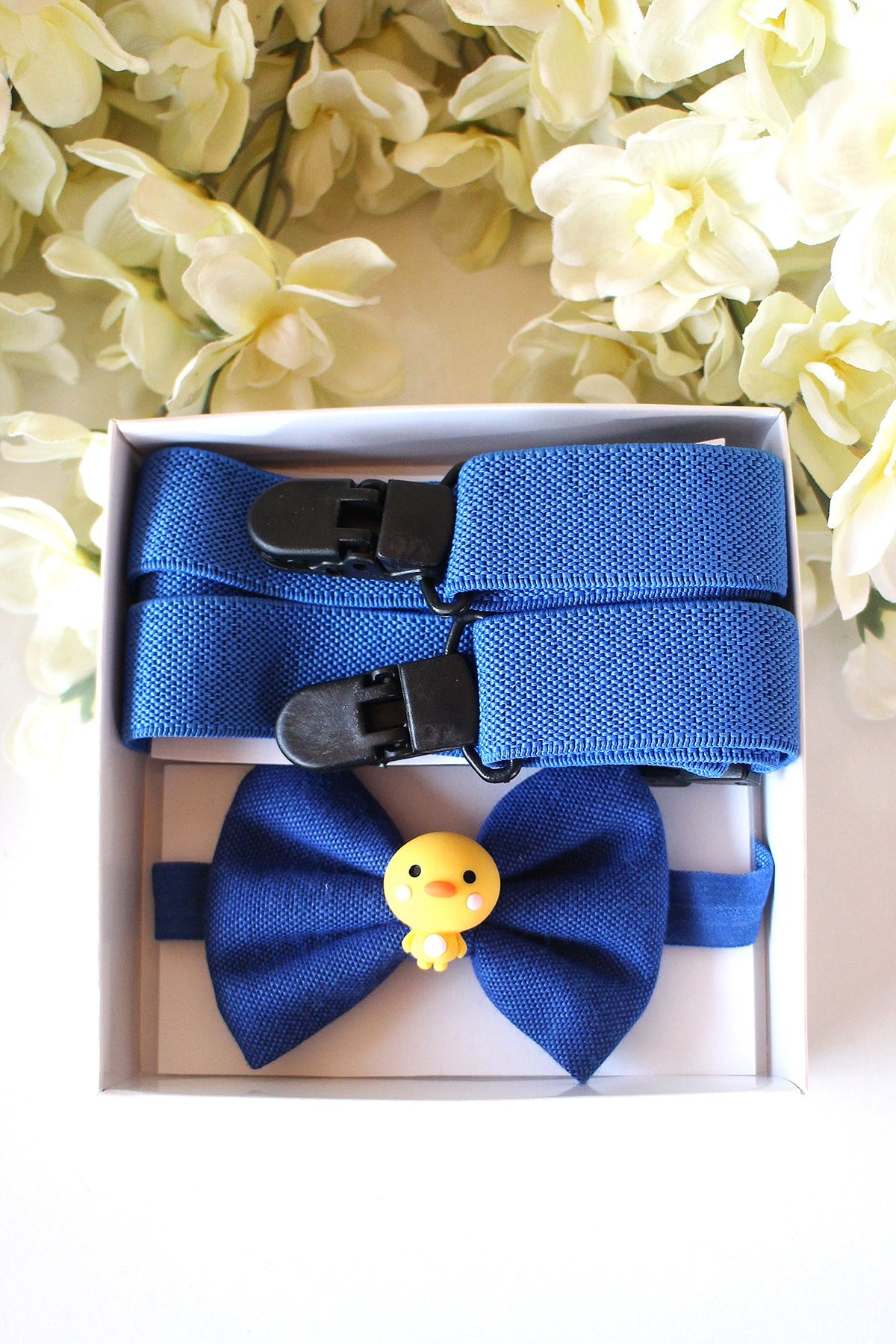 LACİVERT SEVİMLİ CİVCİV FİGÜRLÜ PAPYON SET 