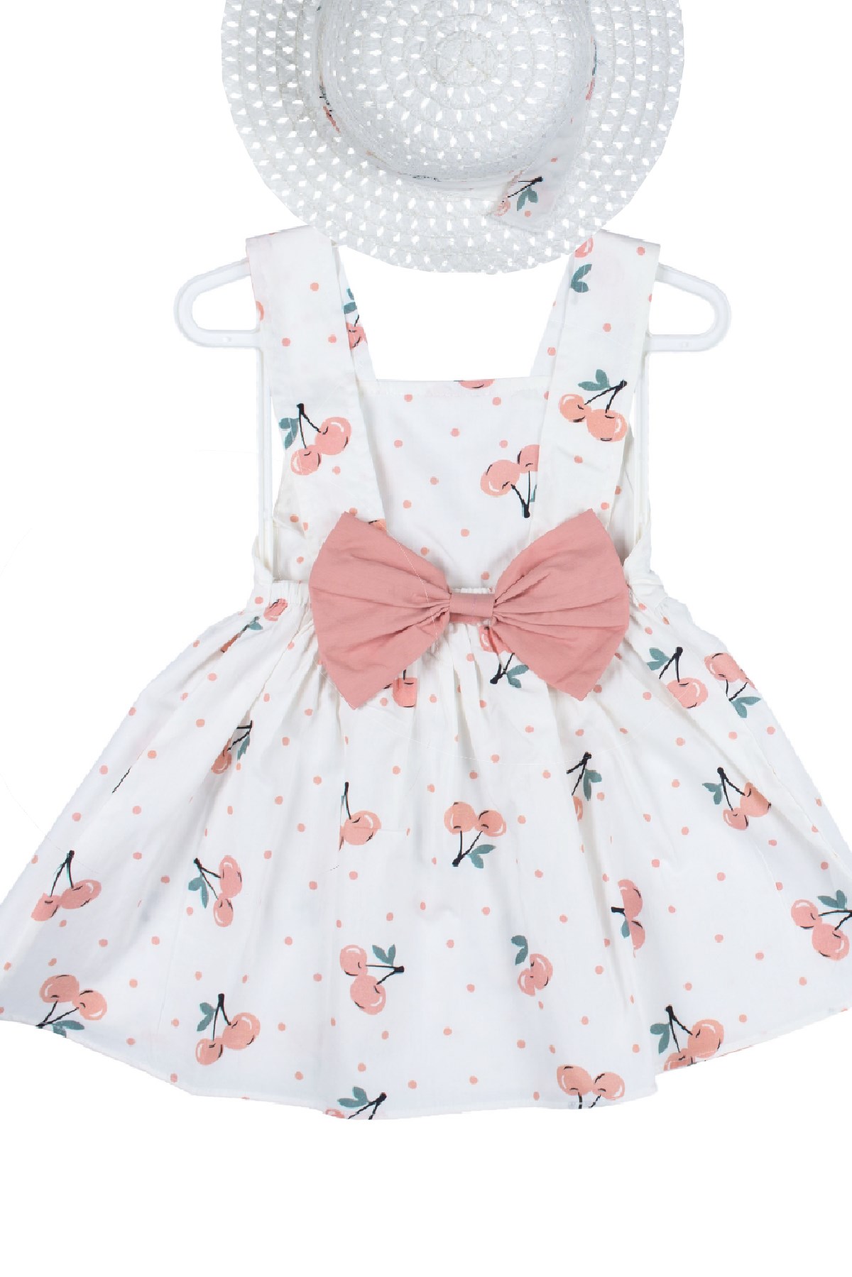 PEMBE KİRAZ ELBİSE- ŞAPKALI