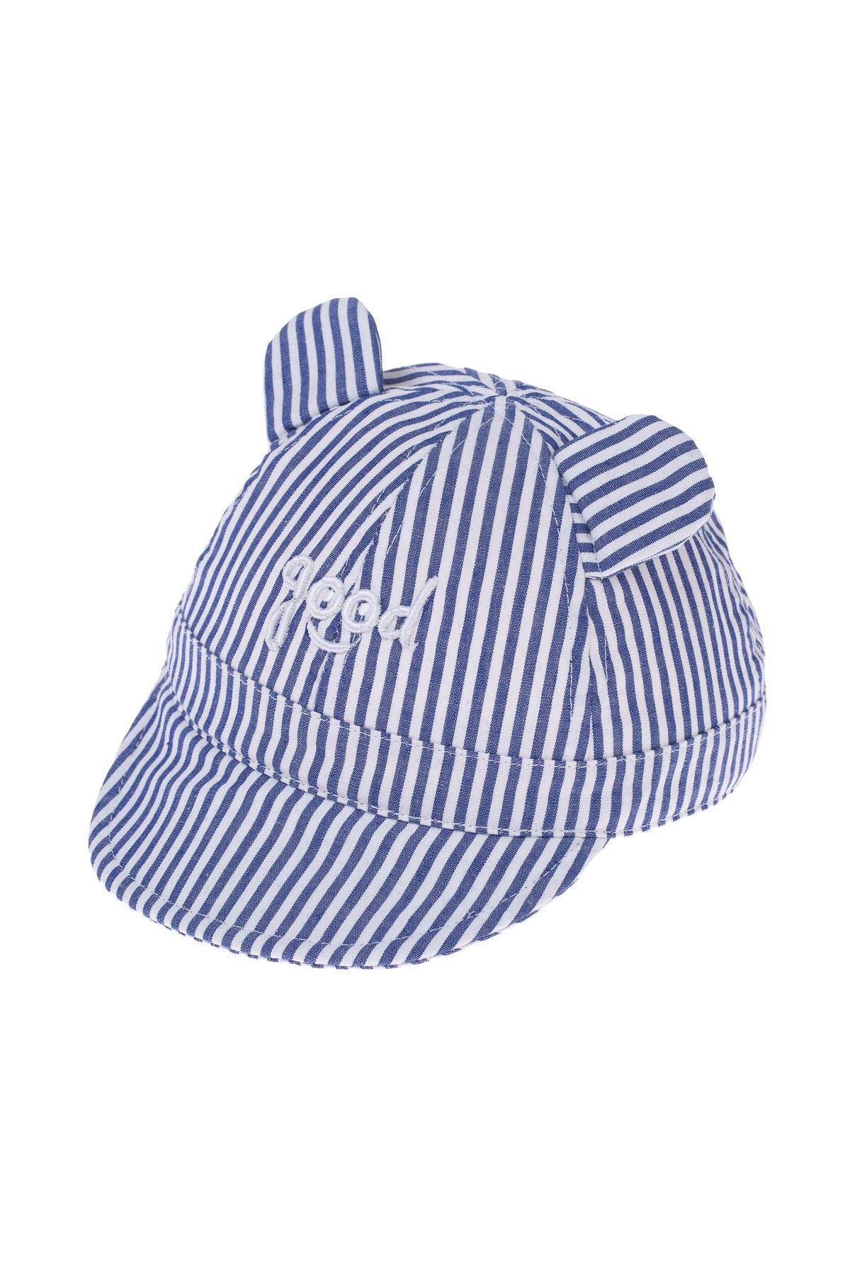 Şirin Kulaklı Çizgili Erkek Bebek Şapka. (en 17 cm )