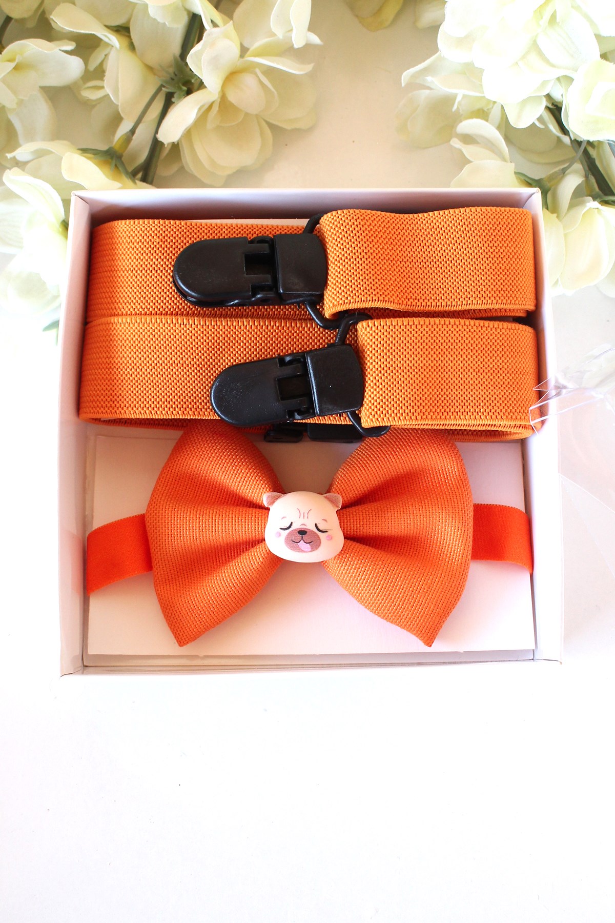 TURUNCU KÖPEKÇİK FİGÜRLÜ PAPYON SET 