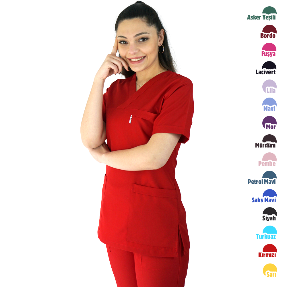 ALPAKA Mevsimlik Kumaş V Yaka Bayan Hemşire Doktor Forma Takımlarıhemşire forma, scrubs, hemşire kıyafeti, hemşire önlük, hemşire üniforma, Alpaka formaNöbet Takımları