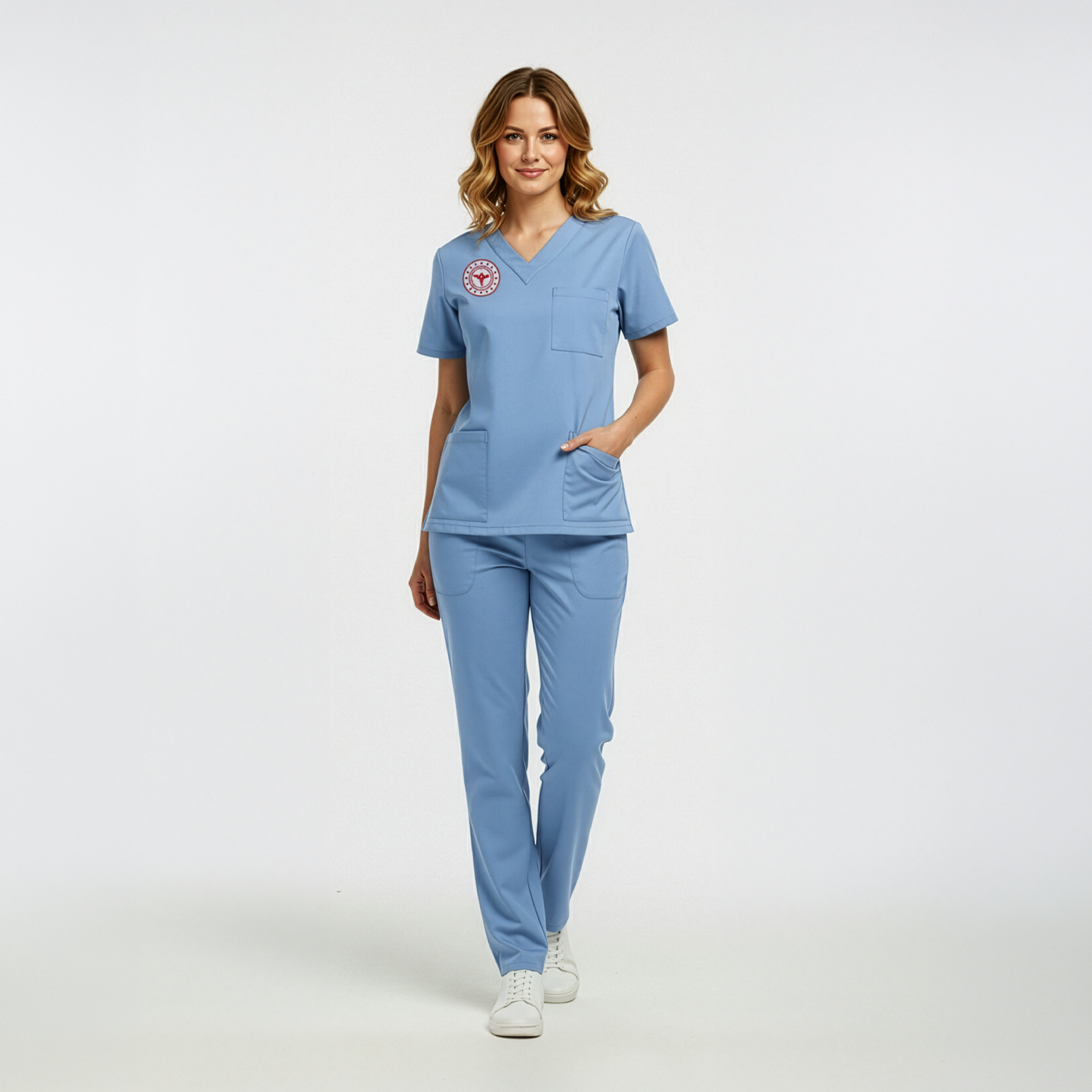 DOKTOR-HEKİM  FORMASI LİKRALI SCRUBS TAKIM (ALASKAN BLUE) SAĞLIK BAKANLIĞI UYUMLUBiyeli hemşire forma hemşire renkli kombin çift renk hemşire takımıSağlık Bakanlığı Standart Formaları
