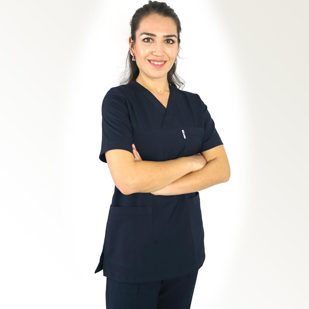 LACİVERT SOFT LİKRALI V YAKA TAKIMhemşire forma, scrubs, hemşire kıyafeti, hemşire önlük, hemşire üniforma, Alpaka formaNöbet Takımları