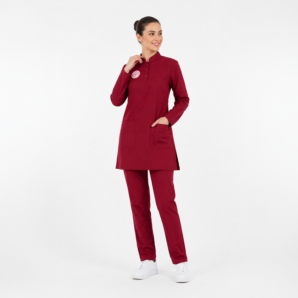 LİSANS-LİSANSÜSTÜ TESETTÜR FORMASI LİKRALI SCRUBS TAKIM (BİKİNG RED) SAĞLIK BAKANLIĞI UYUMLUsağlık bakanlığı yeni formaları, sağlık bakanlığı logolu scrubs, sağlık bakanlığı hastane forması, hemşire forması, doktor forması, tesettür hemşire forması, cerrahi forması, medikal forma, lacivert hemşire forması, doktor önlüğü, hemşire önlüğü, scrubsSağlık Bakanlığı Standart Formaları