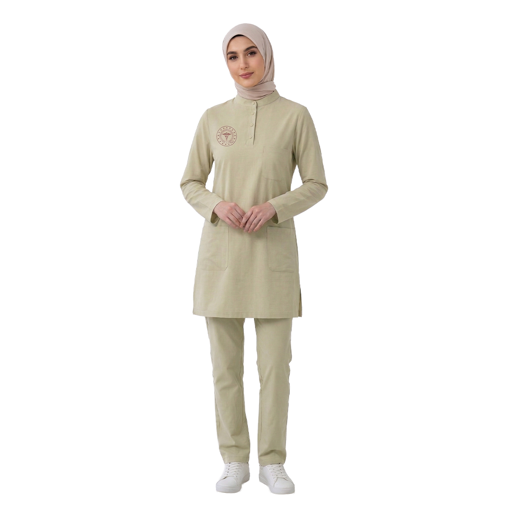 TEKNİSYEN-TEKNİKER-TIBBİ SEKRETER TESETTÜR HEMŞİRE FORMASI LİKRALI SCRUBS TAKIM (MOTH) SAĞLIK BAKANLIĞI UYUMLUTesettür forma, hemşire forma, scrubs, hemşire kıyafeti, hemşire önlük, hemşire üniforma, terycotton forma, uzun kollu bayan formaSağlık Bakanlığı Standart Formaları