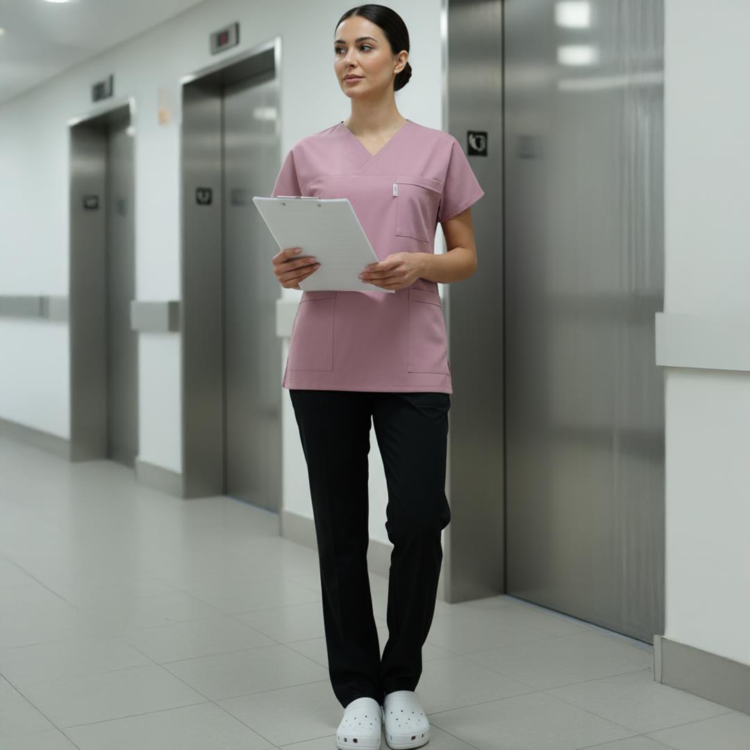 ÜST PUDRA-PANTOLON SİYAH SOFT LİKRALI DR. GREYShemşire forma, scrubs, hemşire kıyafeti, hemşire önlük, hemşire üniforma, Alpaka formaNöbet Takımları