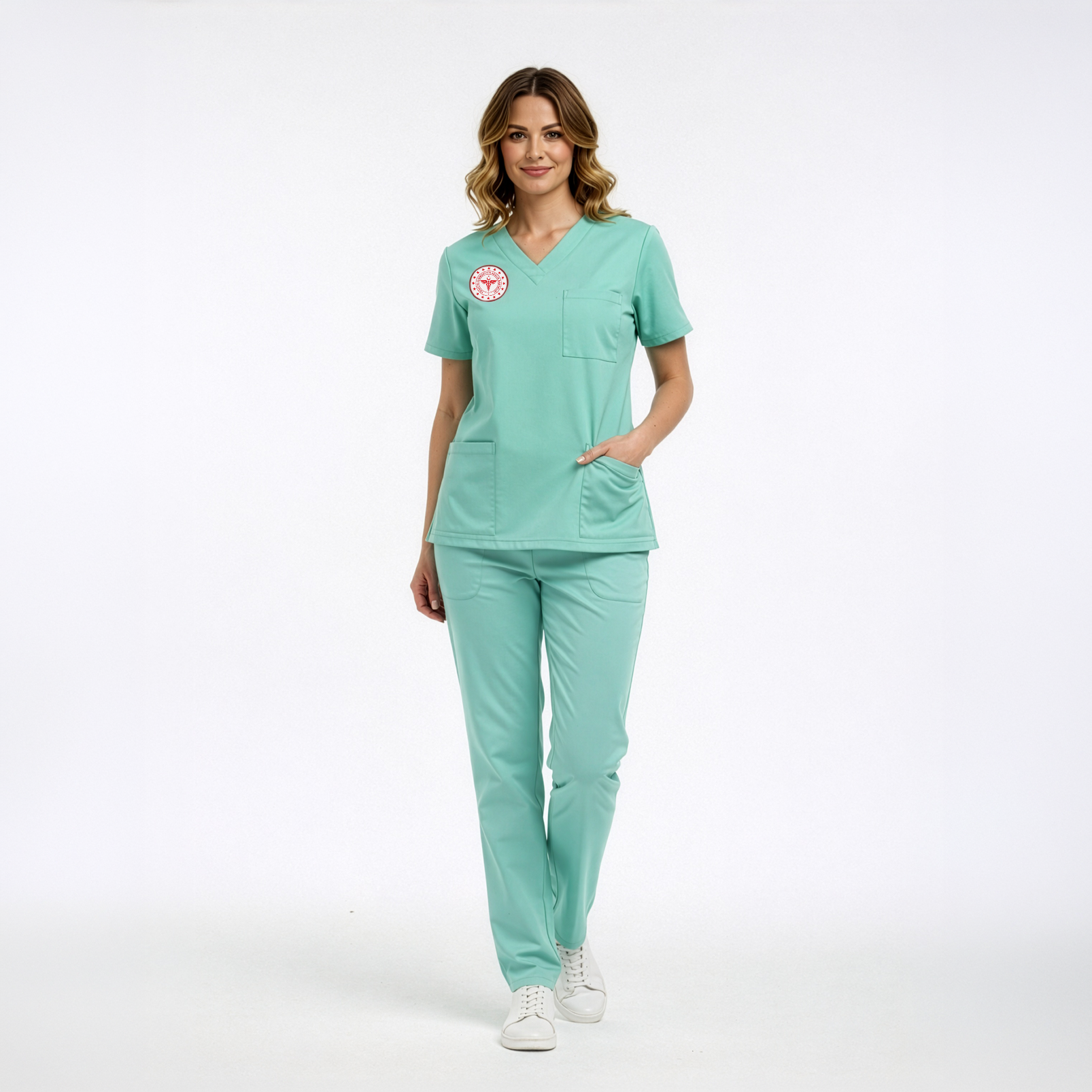 AİLE SAĞLIĞI FORMASI LİKRALI SCRUBS TAKIM (BERBUDA) SAĞLIK BAKANLIĞI UYUMLUBiyeli hemşire forma hemşire renkli kombin çift renk hemşire takımıSağlık Bakanlığı Standart Formaları