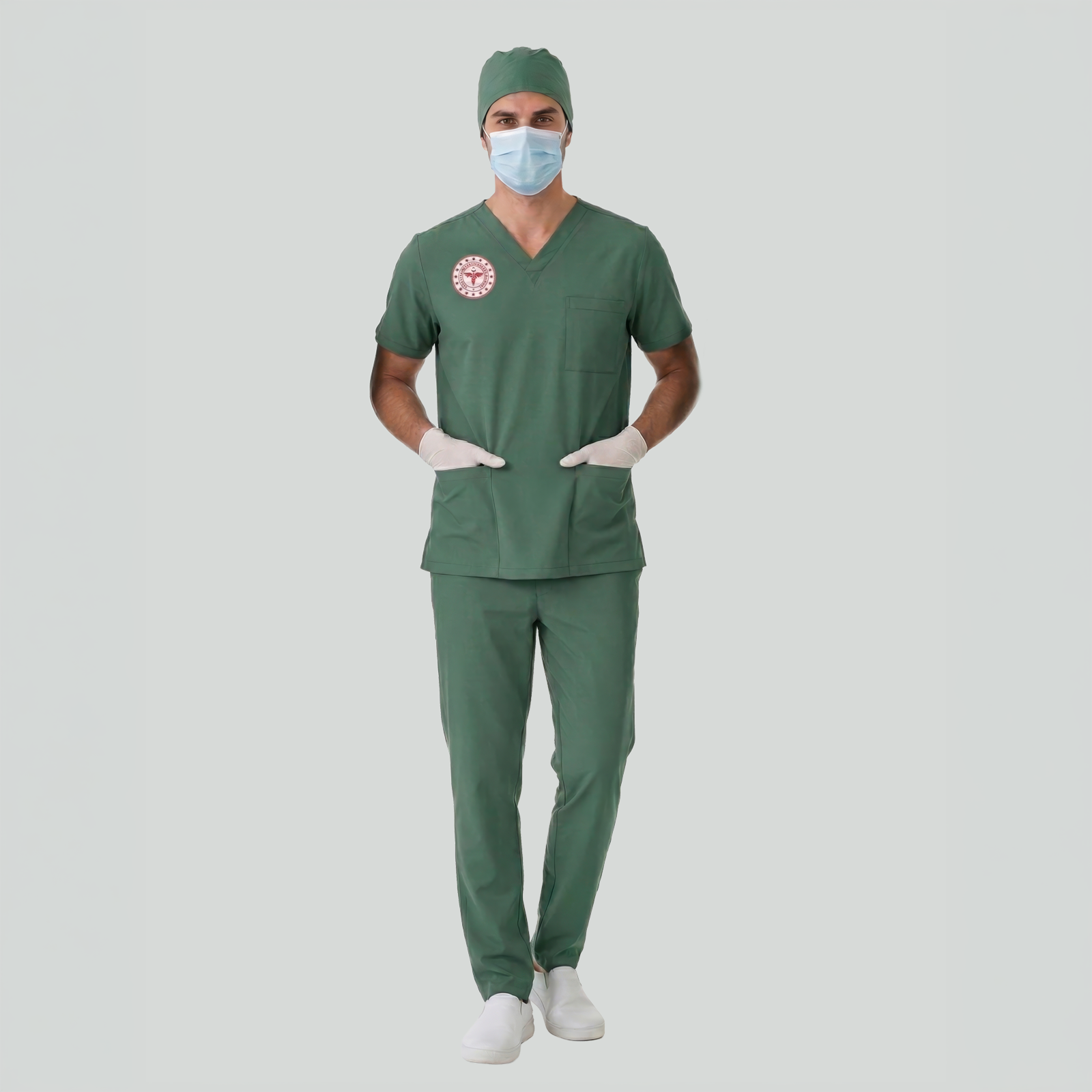 AMELİYATHANE FORMASI LİKRALI SCRUBS TAKIM (FROSTY SPRUCE) SAĞLIK BAKANLIĞI UYUMLUAvicenna Erkek Forma Takımı Alpaka Kumaş Scrubs Sağlık Bakanlığı Standart Formaları