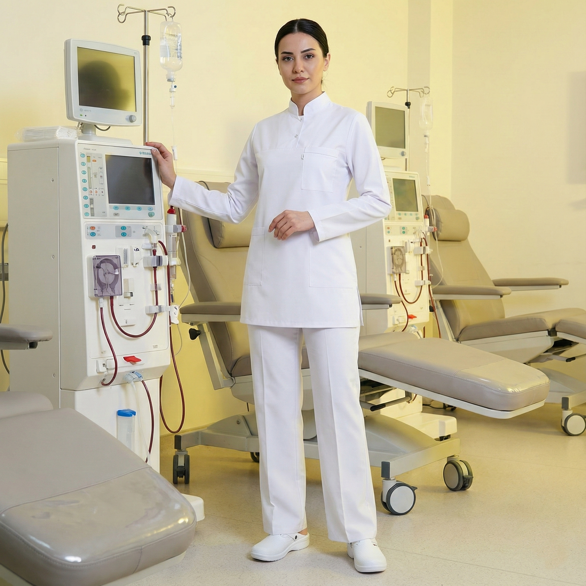 BEYAZ HAKİM YAKA SOFT LİKRALI DOKTOR HEMŞİRE SCRUBS TAKIMTesettür forma, hemşire forma, scrubs, hemşire kıyafeti, hemşire önlük, hemşire üniforma, terycotton forma, uzun kollu bayan formaTesettür Formalar