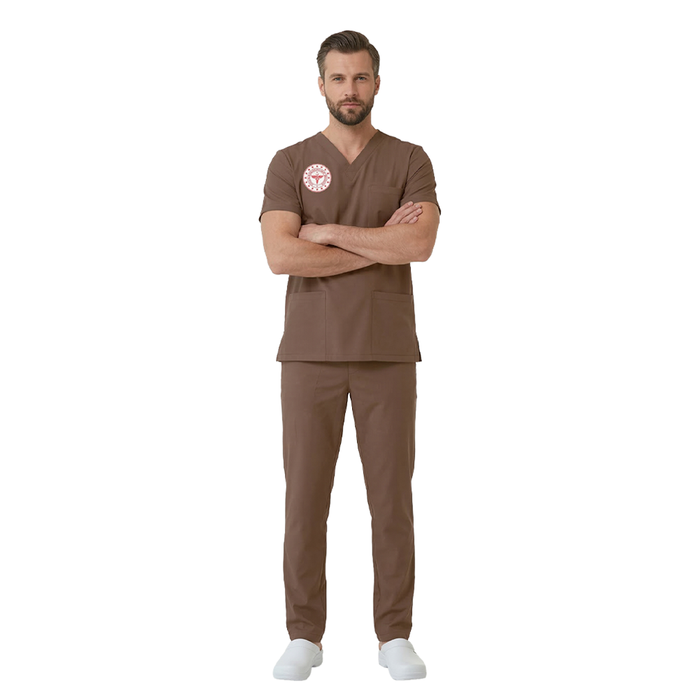 DİĞER SAĞLIK MESLEK FORMASI LİKRALI SCRUBS TAKIM (FİRİAR BROWN) SAĞLIK BAKANLIĞI UYUMLUAvicenna Erkek Forma Takımı Alpaka Kumaş Scrubs Sağlık Bakanlığı Standart Formaları