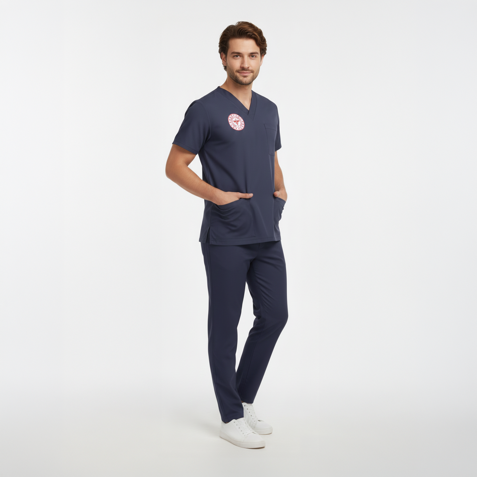 LACİVERT HEMŞİRE FORMASI LİKRALI SCRUBS TAKIM (PATRIOT BLUE) SAĞLIK BAKANLIĞI UYUMLUAvicenna Erkek Forma Takımı Alpaka Kumaş Scrubs Sağlık Bakanlığı Standart Formaları