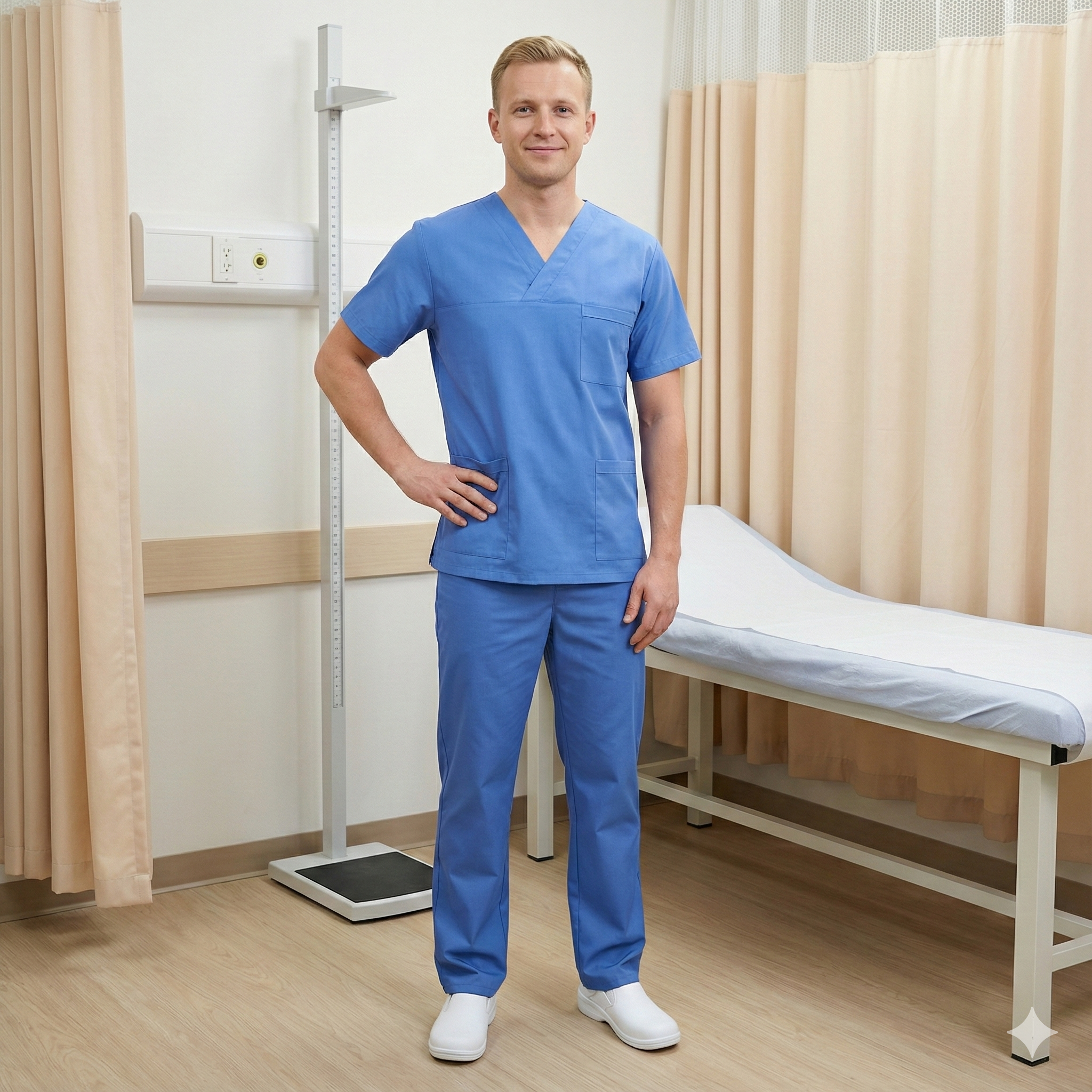 PARLEMENT MAVİ SOFT LİKRALI V YAKA DOKTOR HEMŞİRE SCRUBS TAKIMAvicenna Erkek Forma Takımı Alpaka Kumaş Scrubs Bay Bayan Formalar