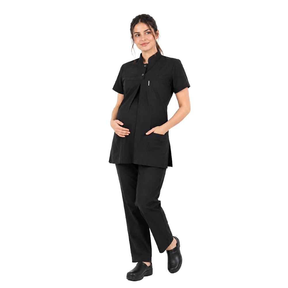 SİYAH SOFT LİKRALI HAMİLE HEMŞİRE SCRUBS TAKIMHamile forma gebe forma Hamile Formalar