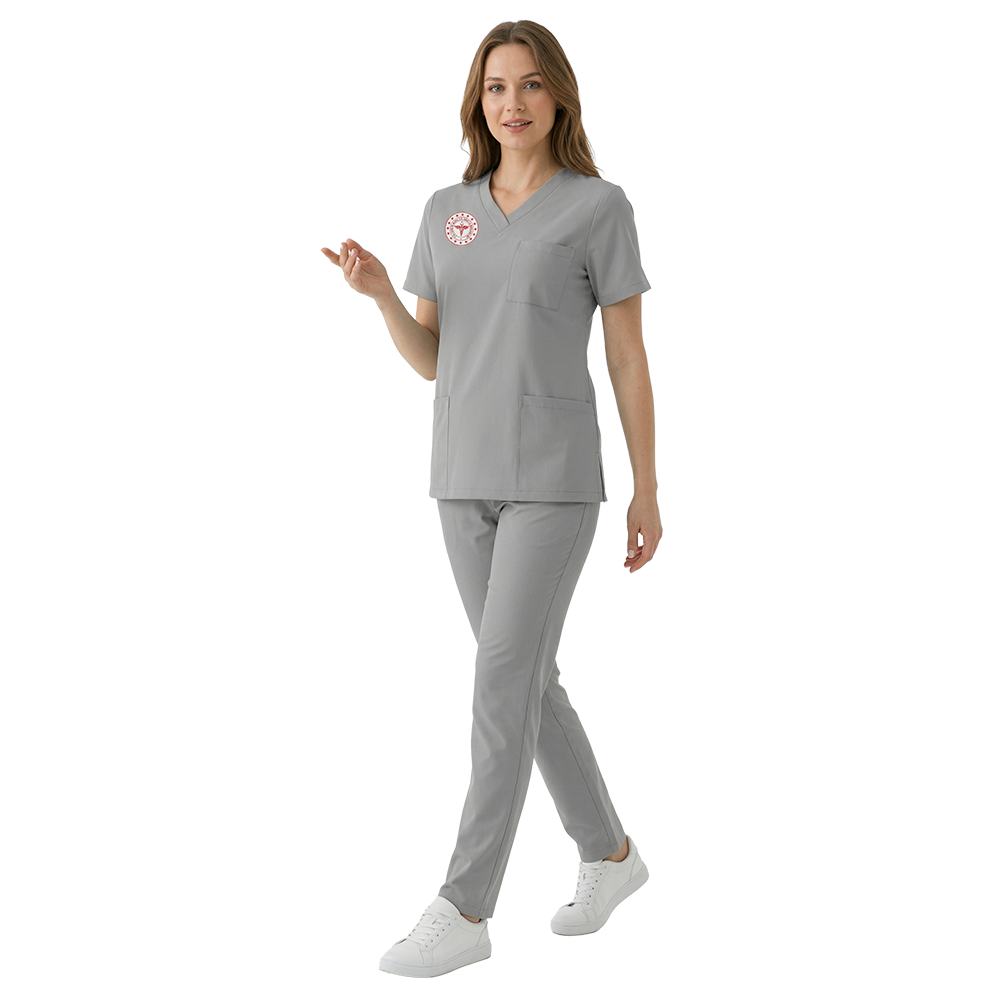 TEKNİK HİZMETLER FORMASI LİKRALI SCRUBS TAKIM (NEUTRAL GRAY) SAĞLIK BAKANLIĞI UYUMLUBiyeli hemşire forma hemşire renkli kombin çift renk hemşire takımıSağlık Bakanlığı Standart Formaları
