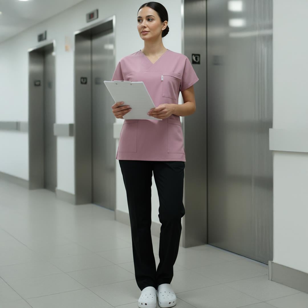 ÜST PUDRA-PANTOLON SİYAH SOFT LİKRALI DR. GREYShemşire forma, scrubs, hemşire kıyafeti, hemşire önlük, hemşire üniforma, Alpaka formaNöbet Takımları