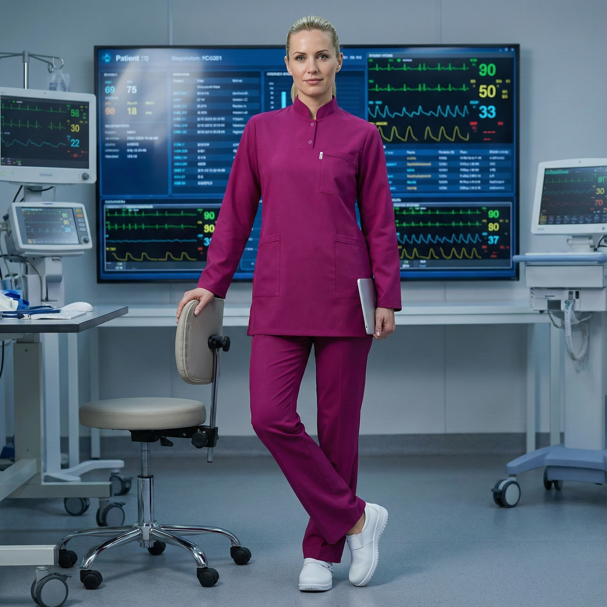 VİŞNE HAKİM YAKA SOFT LİKRALI DOKTOR HEMŞİRE SCRUBS TAKIMTesettür forma, hemşire forma, scrubs, hemşire kıyafeti, hemşire önlük, hemşire üniforma, terycotton forma, uzun kollu bayan formaTesettür Formalar