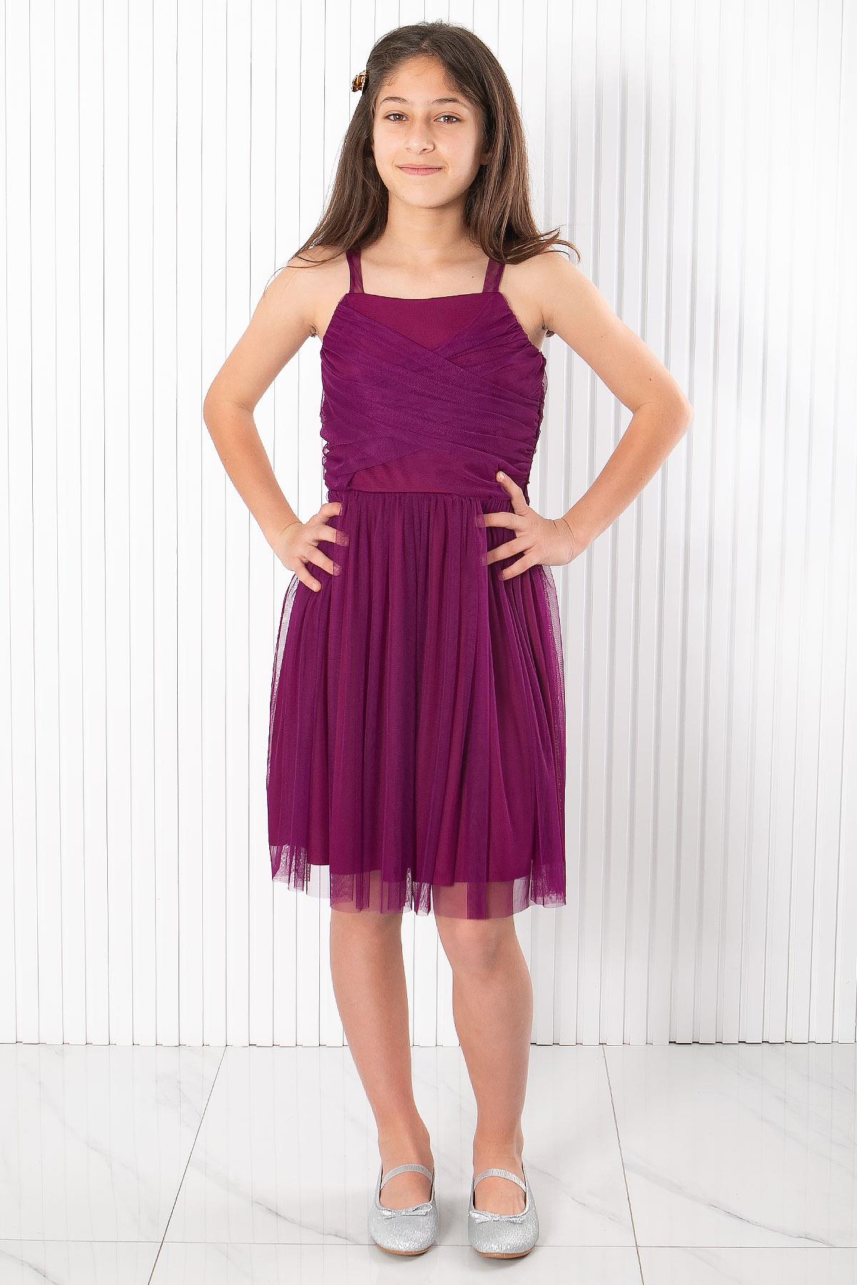 Robe De Soirée En Tulle Demoiselle À Bretelles MDV932