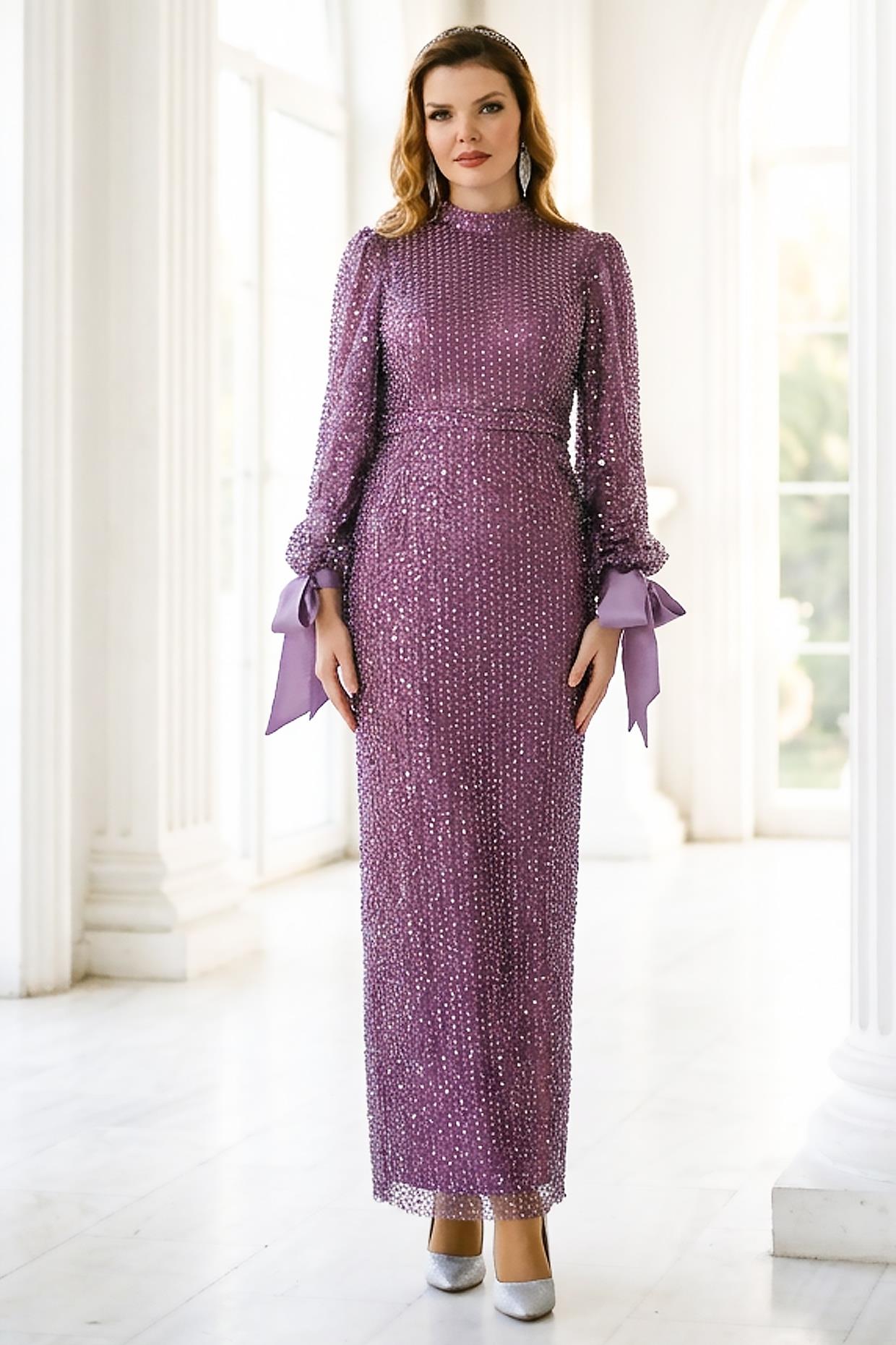 Perlen Abendkleid Blassrosa AHN256