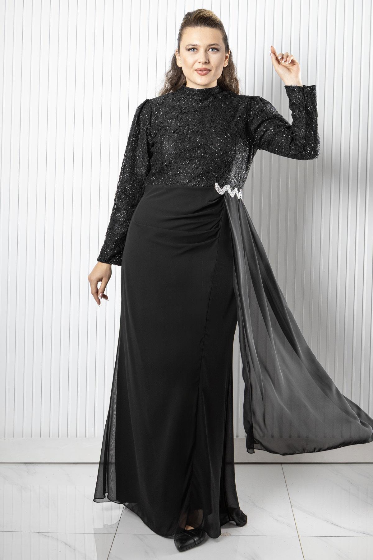 Dantel Şifon Abiye Elbise