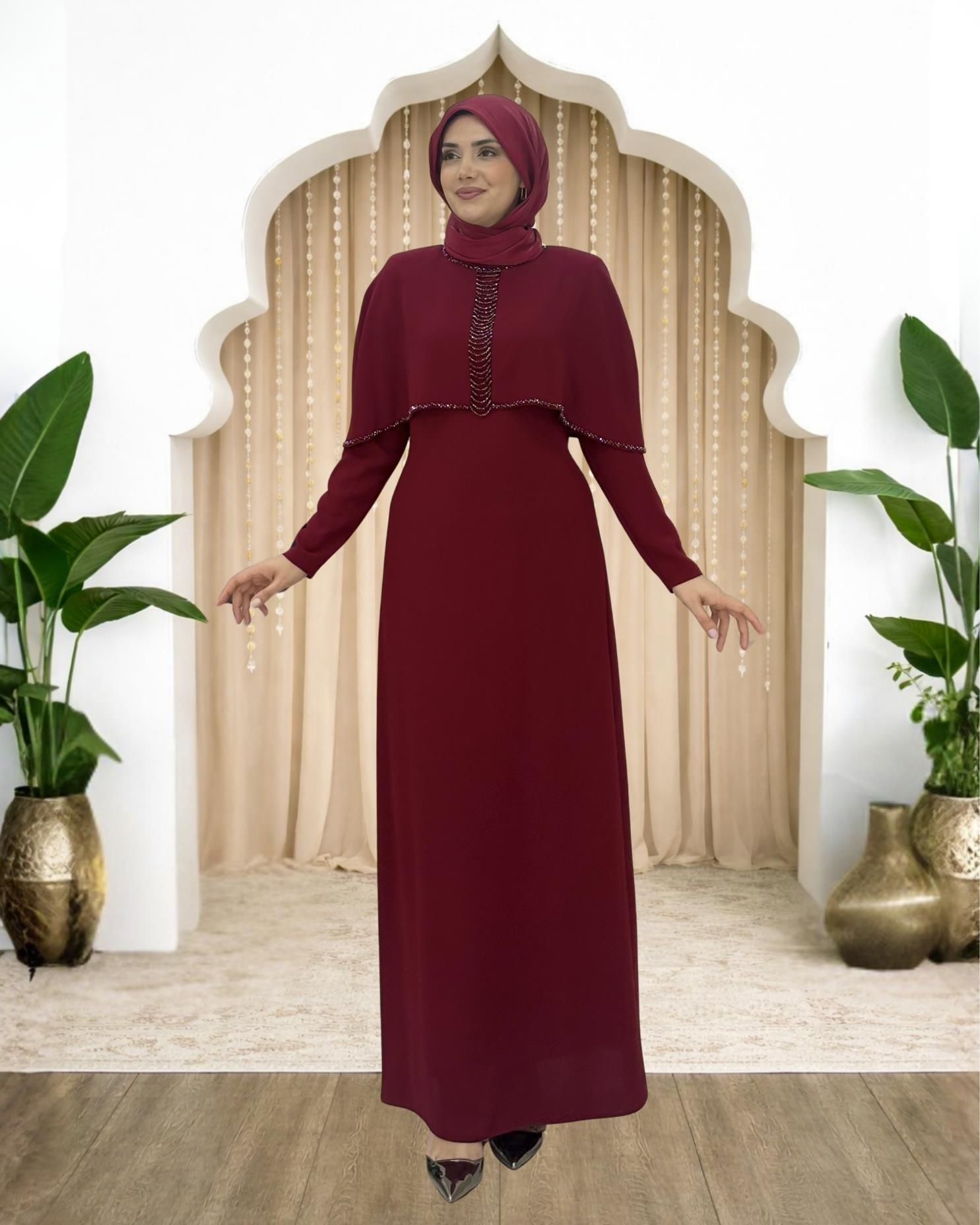 Hüma Sunay Abiye Bordo AMH1156