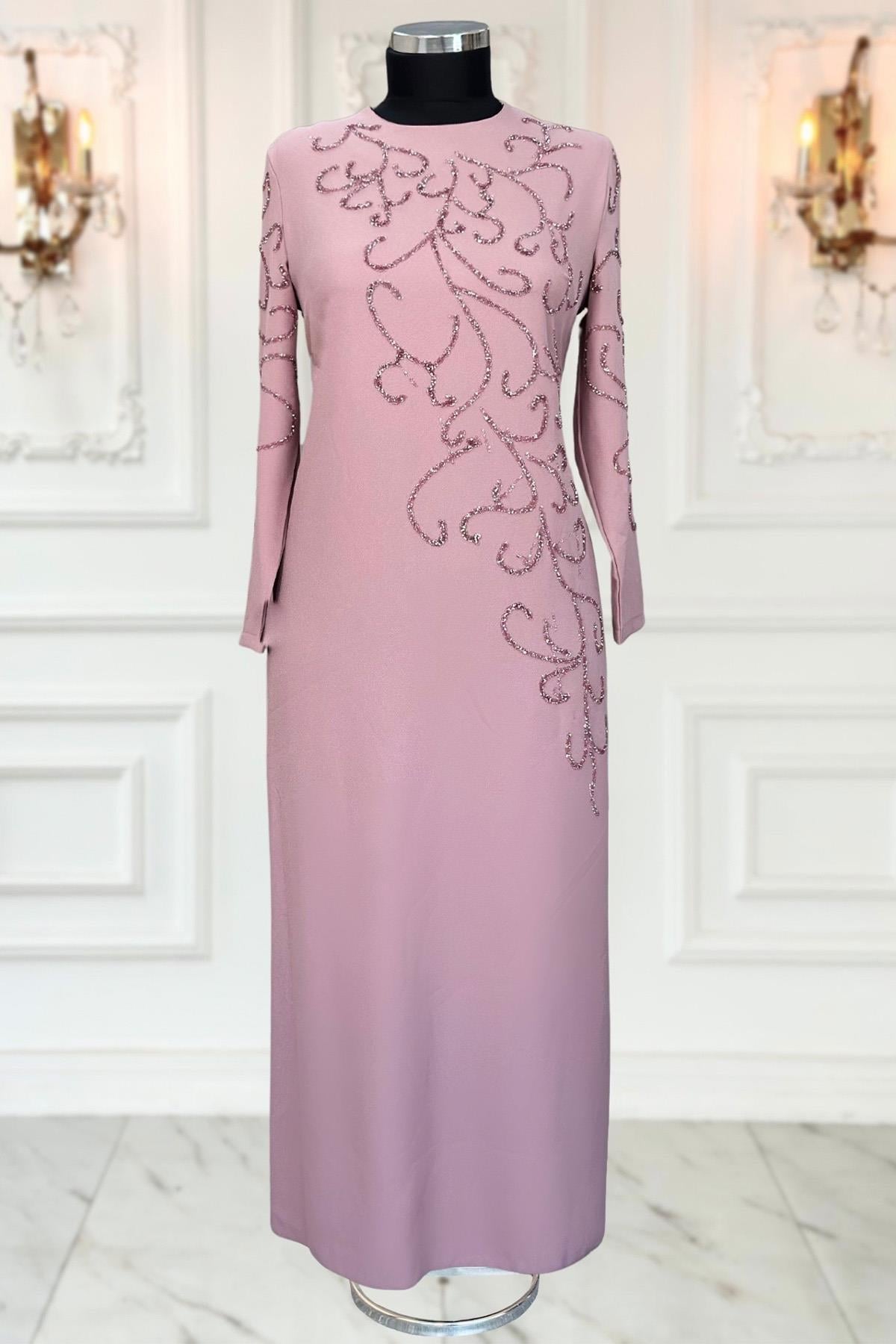Robe de Soirée En Pierre Poudre AMH1020