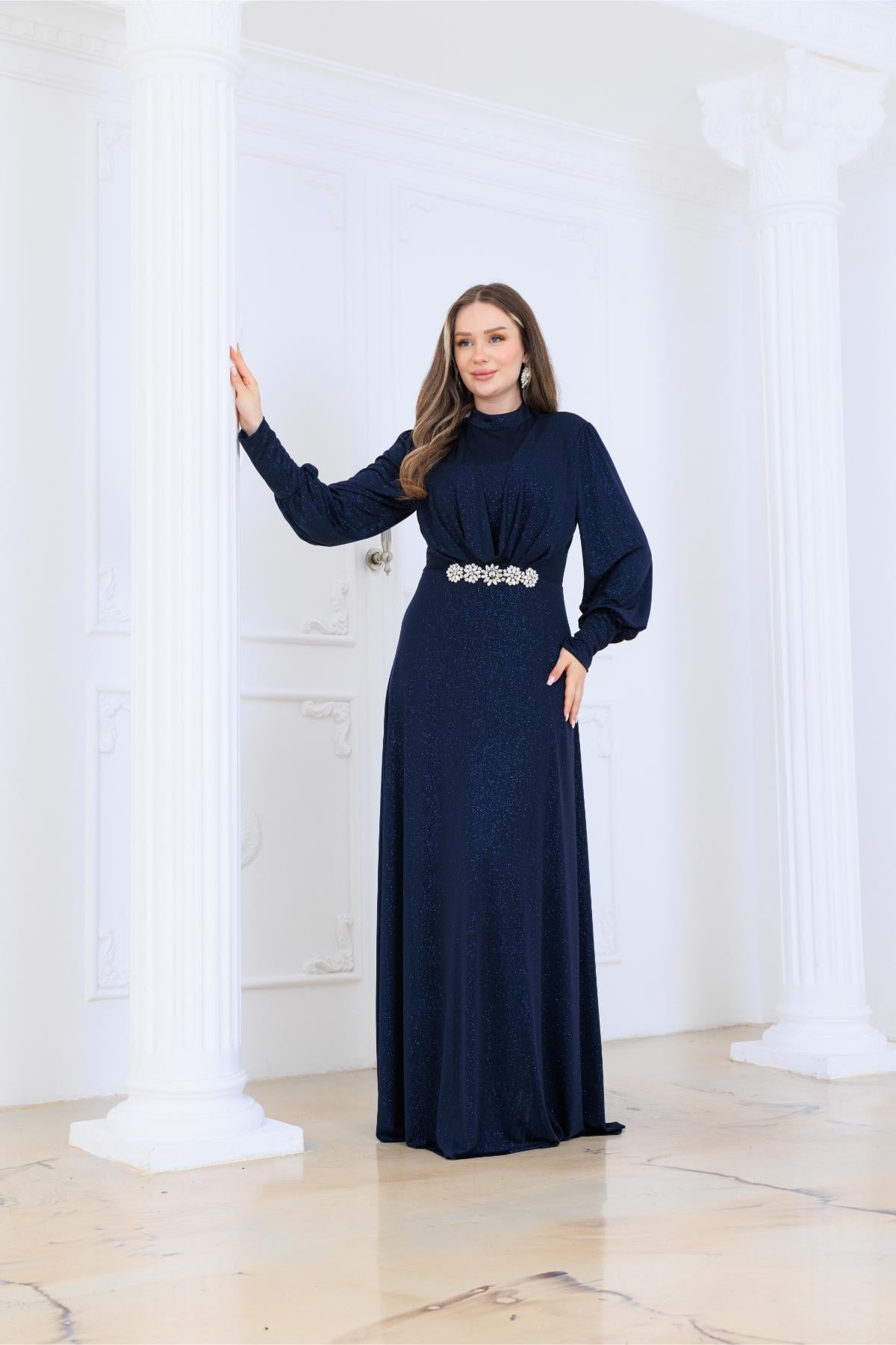 Elisa Abiye Elbise Lacivert ELB86
