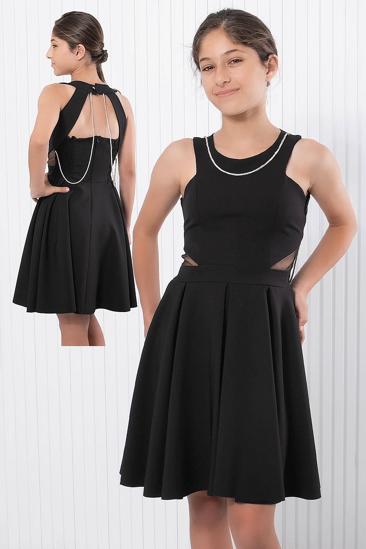 Taş Detaylı Abiye Siyah MDV344