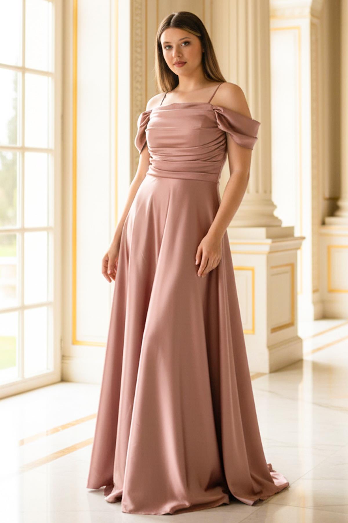 Strapless Satin Evening Dress Lilac MDV388
