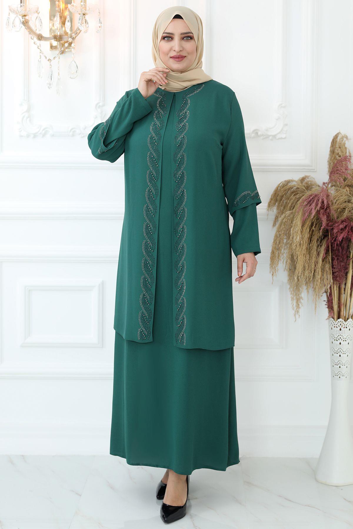 Kristal Taşlı Abiye Zümrüt AMH832AMH832-ZÜMRÜTAmine Hüma