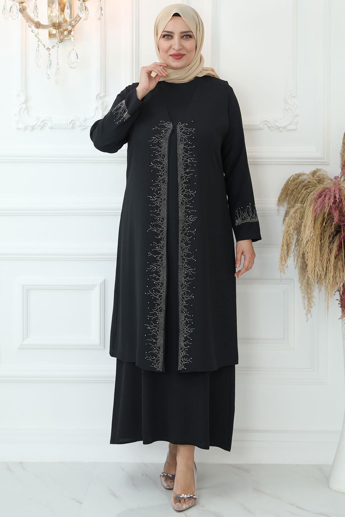 FİLİZ TESETTÜR ABİYEAMH854-SİYAHAmine Hüma