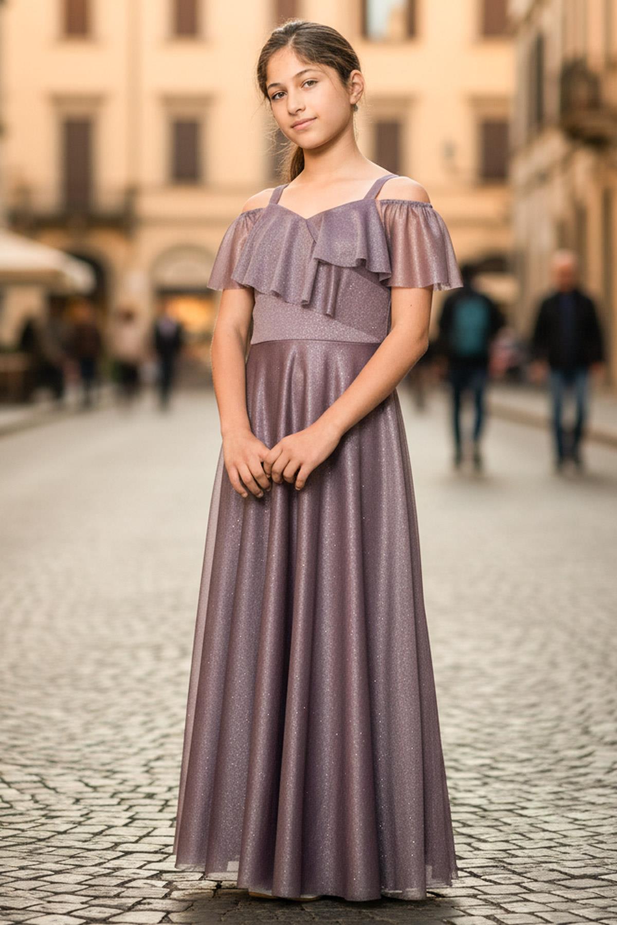 Strapless Silvery Evening Dress Navy Blue MDV938